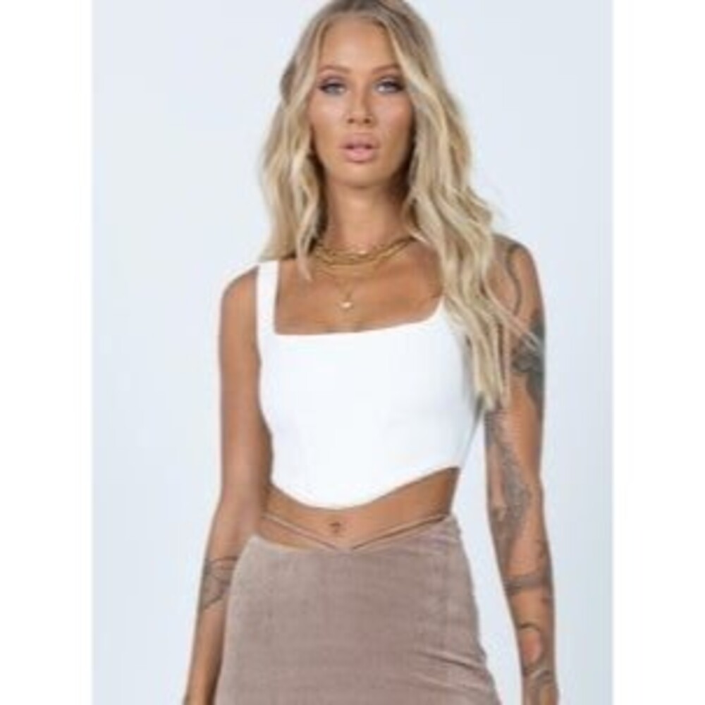 NWT Princess Polly Kaeshia RIB BUSTIER WHITE LOWER IMPACT Corset Top